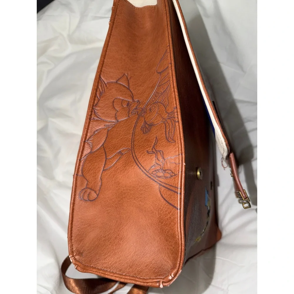Disney Loungefly Pinocchio Jiminy Cricket Storybook Brown Faux Leather Backpack - Picture 5 of 12